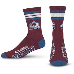 For Bare Feet NHL Colorado Avalanche 4 Stripe Deuce Crew Sock Team Color MEDIUM