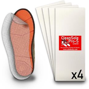 CleanSole Pro-S (x4 sheets, for Flat Soles) Protector for Sneakers, High Value Dress Shoes, Heels. Easy to Apply Peel-And-Stick Adhesive Film to Shield, keep Footwear Soles Clean & Scuff-Free