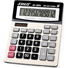 Calculator, Standard Function Desktop Calculator with 12-Digit Large LCD Display and Big Sensitive Computer Keys, Solar Battery Dual Power Calculator，Easy to use Basic Calculator