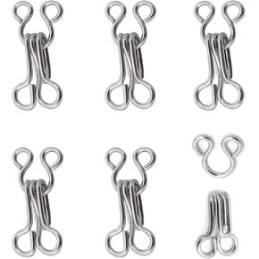 Honbay 100 Sets 17mm Silver Metal Hook and Eye Closures Sewing Hooks and Eyes for Bra and Clothing (Silver)