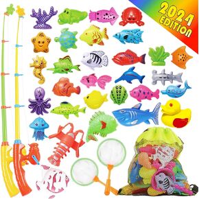 Goody King Magnetic Fishing Game Pool Toys for Kids - Bath Outdoor Indoor Carnival Party Water Table Fish Toys for Kids Age 3 4 5 6 Years Old 2 Players Gift (Large)