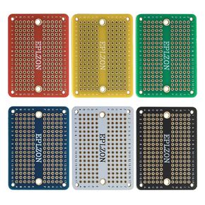 Solderable Breadboard Mini PCB Board Gold-Plated Solder Breadboard for DIY Electronics Projects Apply to Arduino Soldering Projects 2.0"x1.5" Mixed Color(Pack of 6 Pcs)