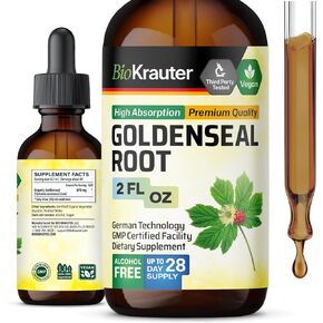 Goldenseal Root Supplement Drops - Organic Goldenseal Tincture - Vegan, Alcohol & Sugar Free Liquid Extract - 2 Fl.Oz.