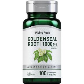 Piping Rock Goldenseal Root Capsules 1000mg | 100 Capsules | Herbal Supplement | Concentrated Extract | Non-GMO, Gluten Free