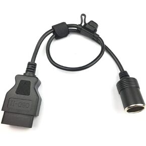 OBD2 to Cigarette Lighter Female Connecter Vechile Car Constant Power Cable 16AWG Safely with 15A Fuse