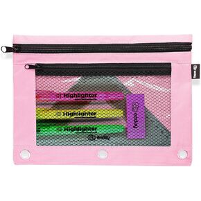 Enday Large Pencil Pouch for 3 Ring Binder Black, Mesh Zipper Pencil Case, Pen Bag/Pen Case, Small Cosmetic bag, Storage Container, Also Available in Pink, Purple, Green, Blue, Red, Grey, 1 Pc