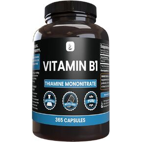 PURE ORIGINAL INGREDIENTS Vitamin B1 (Thiamine Mononitrate) (365 Capsules) No Magnesium Or Rice Fillers, Always Pure, Lab Verified