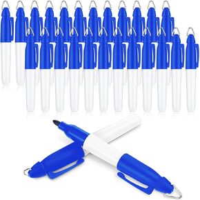 24 Pieces Mini Permanent Markers with Golf Keychain Clips for Nurses Badge Medium Point Ink Pens for Office School Nurses Supplies Outdoor Activities (Black)