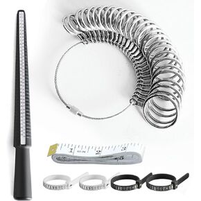 7 قطع أداة قياس مقاس الخاتم للرجال والنساء، جهاز قياس حلقة الإصبع المعدنية ومقاسات الخاتم لمجموعة صنع الخواتم، مغزل الخاتم، كيفية قياس أداة حجم الخاتم، قل وداعًا للخواتم السائبة. in Kuwait