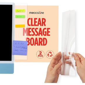 Monitor Memo Board 2Pcs - Flexible Clear PET Computer Screen Sticky Note Holder - Side Panel Message Organizer - Versatile Office Desk Accessories - Cool Home Office Supplies - 3.1" x 11.8"