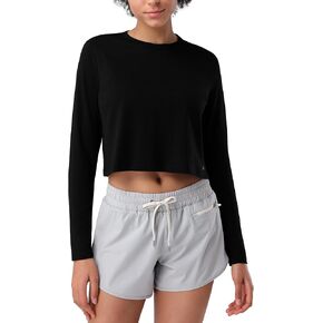 Pioneer Camp Bamboo Viscose Long Sleeve Shirts for Women Crop Tops Workout Loose Athletic Gym Yoga Running Cropped T-Shirts
