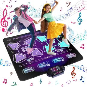 Double Dance Mat for Kids Gifts Ideas for Electronic Dance Challenge Palymat, Optional Single & Double Player Game Modes,Built-in Music, Three Levels of Difficulty Toys Gift for Ages 3-12