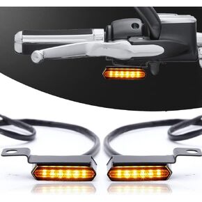 LED Turn Signals, Flowing Handlebar Marker Light Motorcycle Mini Blinkers Compatible with Harley Honda Yamaha Kawasaki Cafe Racer Cruiser Street Bikes and More - Black