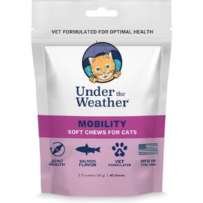 Under The Weather Pet Mobility Chews for Cats | Helps in Preventing Joint Issues | for Aging Cats Becoming Less Active | 60 Star Shaped Soft Chews