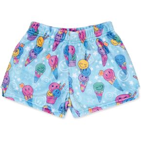 iscream Big Girls Silky Soft Bold Print Plush Fleece Shorts - Ice Cream Parlor Collection