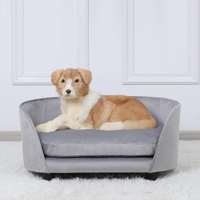 Dog Sofas and Chairs for Small Pet/Cat Sofa Chair with Velvet Fabric/Pet Sofa Bed with Comfortable Washable Cushion/Dog Bed for for Small Dog Rest Using (Grey)