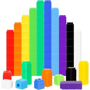 1000 Pieces Linking Cubes Counting Cubes, Plastic Counting Blocks, Colorful Math Cubes, Math Manipulatives Classroom Learning Supplies for Preschool Activities Boys Girls (Simple Style)