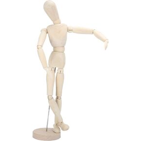 Wooden Manikin, 16.9'' Wooden Manikin Artists Sketching Drawing Painting Model Flexible Solid Wood Joint Doll for Sketching Drawing Painting Home Office Desk Decoration