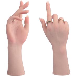 YIQI Realistic Silicone Female Hand Mannequin Life Size Hand Model Jewelry Display (The Left Hand Brown)