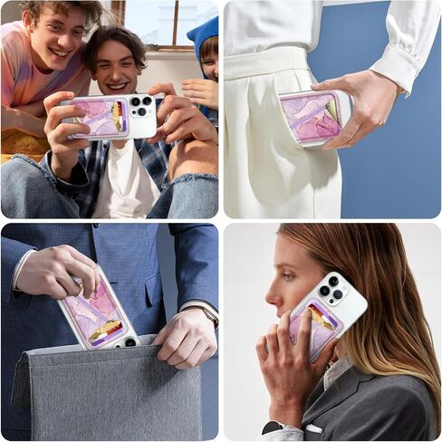 محفظة Fintie MagSafe، حامل بطاقات RFID متوافق مع Apple، محفظة مغناطيسية لسلسلة iPhone 15/14/13/12، تناسب 3 بطاقات، حامل بطاقات ائتمان رفيع للنساء والرجال، وردي رخامي in Saudi Arabia