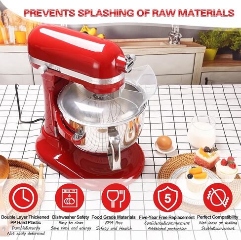 KSMBLPS صب درع لمساعد المطبخ 5.5 كوارت، درع صب لمساعد المطبخ 6 كوارت و5، 7، 8 كوارت وعاء من الفولاذ المقاوم للصدأ، ملحقات خلاط حامل وعاء رفع المطبخ، واقي من الرذاذ ضمان لمدة ثلاث سنوات in Kuwait