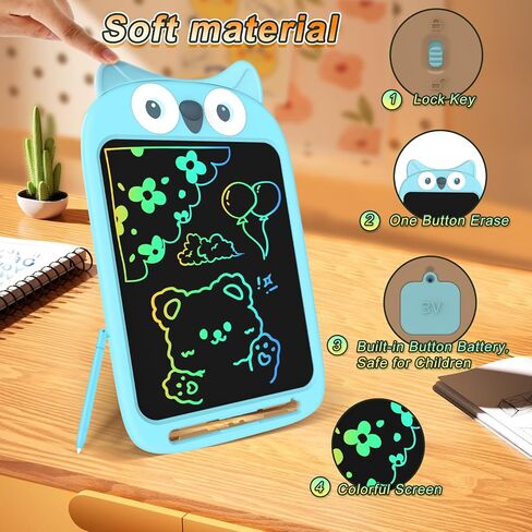 10 Inch LCD Writing Tablet for Kids Toddler Toys, Electronic Doodle Board Drawing Pad, Lion Owl Fox Rabbit Design, Christmas Birthday Gift for Boys Girls 3 4 5 6 8 Years (Fox) in Saudi Arabia