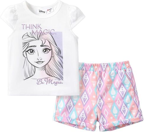 Disney Frozen Girl 2PCS Summer Outfits Short Sleeveless T-Shirt Short Pant Set in Saudi Arabia