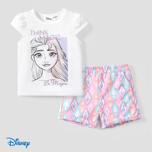 Disney Frozen Girl 2PCS Summer Outfits Short Sleeveless T-Shirt Short Pant Set in Saudi Arabia
