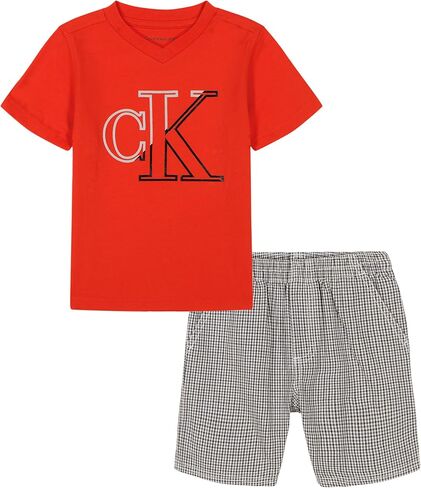 Calvin Klein girls 2 Piece Knit Woven Short SetCalvin Klein 2 Piece Knit Woven Short Set in Saudi Arabia