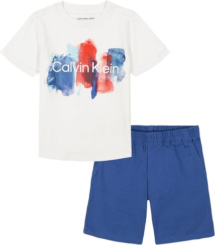Calvin Klein girls 2 Piece Knit Woven Short SetCalvin Klein 2 Piece Knit Woven Short Set in Saudi Arabia