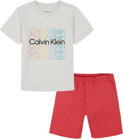 Calvin Klein girls 2 Piece Knit Woven Short SetCalvin Klein 2 Piece Knit Woven Short Set in Saudi Arabia