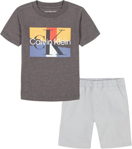 Calvin Klein girls 2 Piece Knit Woven Short SetCalvin Klein 2 Piece Knit Woven Short Set in Saudi Arabia