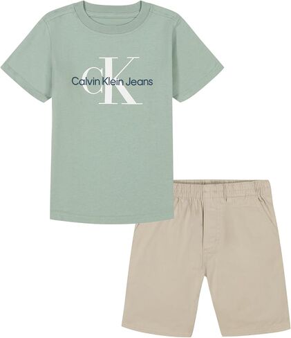 Calvin Klein girls 2 Piece Knit Woven Short SetCalvin Klein 2 Piece Knit Woven Short Set in Saudi Arabia