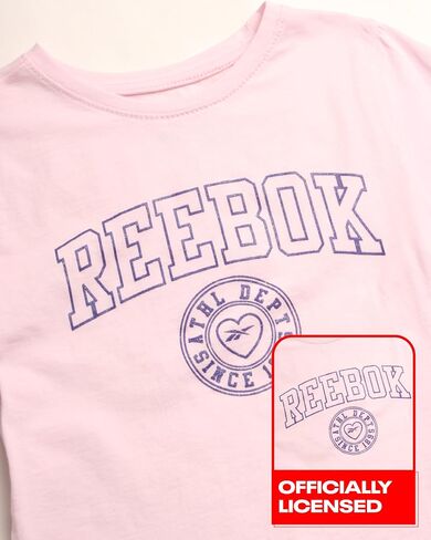 Reebok Girls' Active Shorts Set - 2 Piece Short Sleeve T-Shirt and Mesh Dolphin Gym Shorts - Athleisure Set for Girls (7-12) in Saudi Arabia