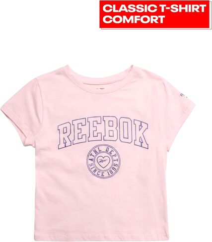 Reebok Girls' Active Shorts Set - 2 Piece Short Sleeve T-Shirt and Mesh Dolphin Gym Shorts - Athleisure Set for Girls (7-12) in Saudi Arabia