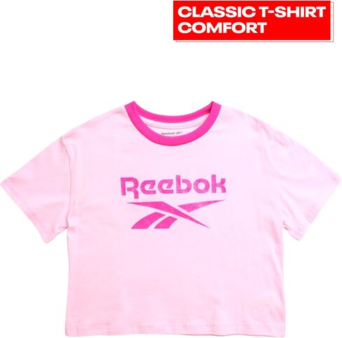 Reebok Girls' Active Shorts Set - 2 Piece Short Sleeve T-Shirt and Mesh Dolphin Gym Shorts - Athleisure Set for Girls (7-12) in Saudi Arabia