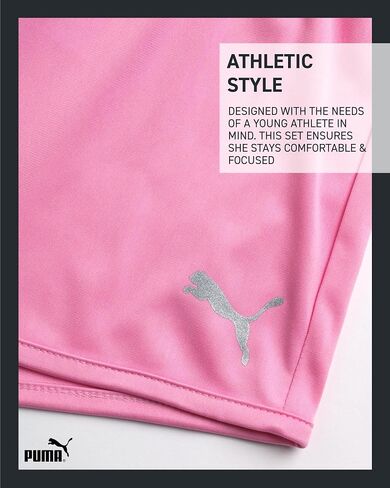 PUMA Girls Active Shorts Set - 3 Piece Performance T-Shirt, Tank Top, Gym Shorts - Summer Athletic Outfit for Girls (7-14) in Saudi Arabia