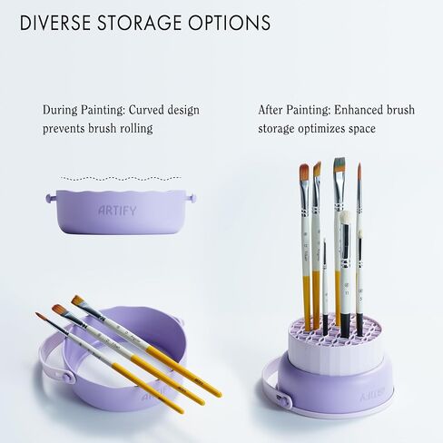 ARTIFY Paint Brush Cleaner Set | All-in-One Holder, Cleaner, and Brush Storage | Includes Brush Care Soap and Brush Comb | Ideal for Artists, Studios, Workshops, and Outdoor Painting in Saudi Arabia
