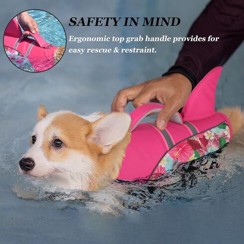Dog Life Jacket High Buoyancy, Reflective Adjustable Dog Life Vest for Swimming Boating with Rescue Handle, Ripstop Puppy Swim Safety Vest Pet Life Preserver Lifesaver for Small Medium Large Dog (S) in Saudi Arabia