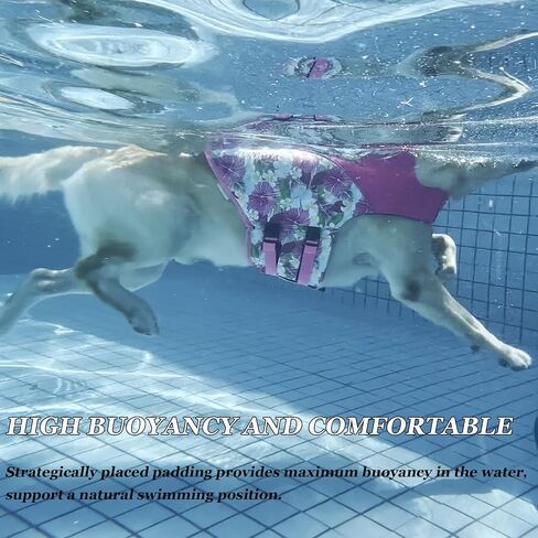Dog Life Jacket High Buoyancy, Reflective Adjustable Dog Life Vest for Swimming Boating with Rescue Handle, Ripstop Puppy Swim Safety Vest Pet Life Preserver Lifesaver for Small Medium Large Dog (S) in Saudi Arabia