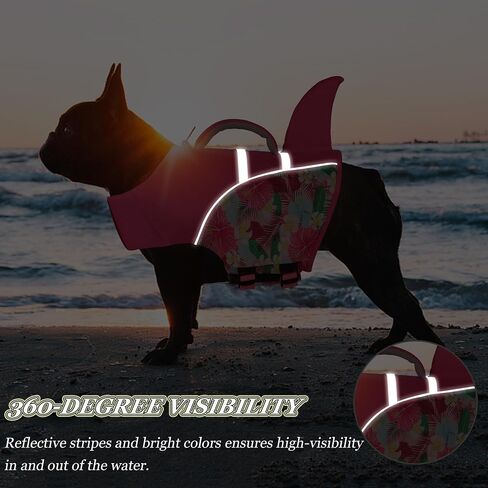 Dog Life Jacket High Buoyancy, Reflective Adjustable Dog Life Vest for Swimming Boating with Rescue Handle, Ripstop Puppy Swim Safety Vest Pet Life Preserver Lifesaver for Small Medium Large Dog (S) in Saudi Arabia