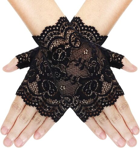 Short Lace Gloves 80s Opera Evening Wedding Sunblock Fingerless Bridal Floral Gloves for Women Girls in Saudi Arabia