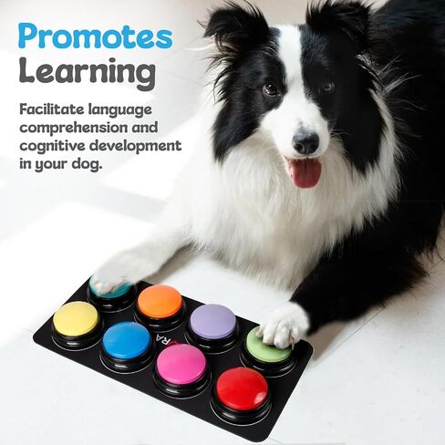 Dog Buttons for Communication with Non-Slip Mat, HD Sound 30s Recordable Dog Talking Button Set with Training Guide eBook and Stickers, Pet Talking Buttons for Dog Speaking (6pc) in Saudi Arabia