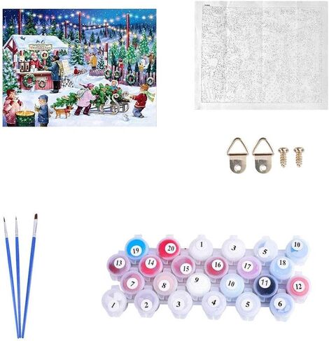 طلاء يدوي بالأرقام للبالغين والأطفال، طلاء شجرة عيد الميلاد بالأرقام، طلاء يدوي لمشاهد عيد الميلاد، طلاء أكريليك بالأرقام، طقم طلاء جدار المنزل، غرفة المعيشة، غرفة النوم، شجرة عيد الميلاد in Kuwait