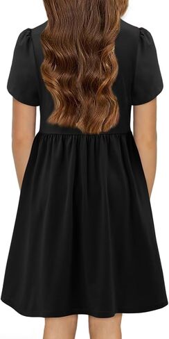 Yoklass Girls Summer Stretchy Dress A line Twirly Skater Dresses with Pockets 5-14 Years in Saudi Arabia