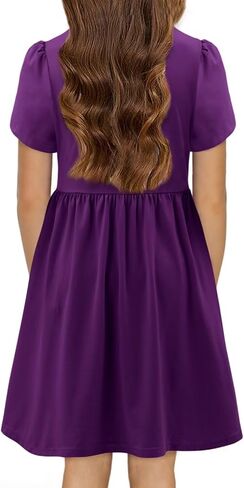 Yoklass Girls Summer Stretchy Dress A line Twirly Skater Dresses with Pockets 5-14 Years in Saudi Arabia