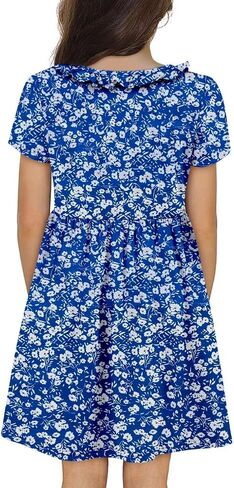 Yoklass Girls Summer Stretchy Dress A line Twirly Skater Dresses with Pockets 5-14 Years in Saudi Arabia