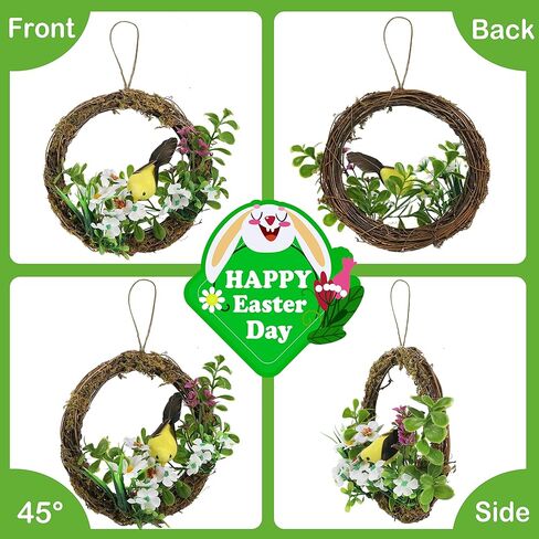 Athoinsu 7 '' إكليل طيور عيد الفصح الاصطناعي للباب الأمامي جدار ريفي عيد الميلاد مهرجان ديكورات المنزل لوازم الحفلات in Kuwait