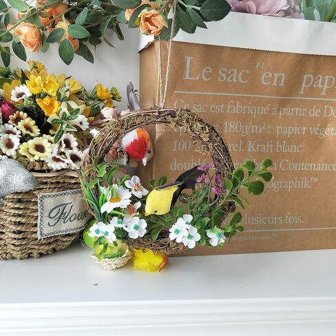 Athoinsu 7 '' إكليل طيور عيد الفصح الاصطناعي للباب الأمامي جدار ريفي عيد الميلاد مهرجان ديكورات المنزل لوازم الحفلات in Kuwait