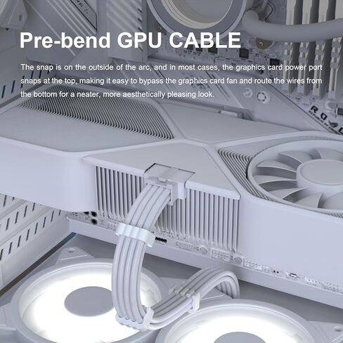 كابلات Sirlyr PSU، كابل تمديد كابل الكمبيوتر الشخصي، كابل إمداد طاقة مخصص سهل الإدارة - 1x24Pin ATX / 2x8 (4+4) Pin EPS / 1x8 (6+2) دبوس GPU مطلي بالذهب، حافظة RTX 4060 4070، أبيض ساطع 4 مجموعات in Kuwait